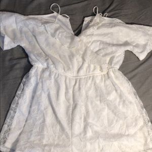 White lace cold-shoulder romper